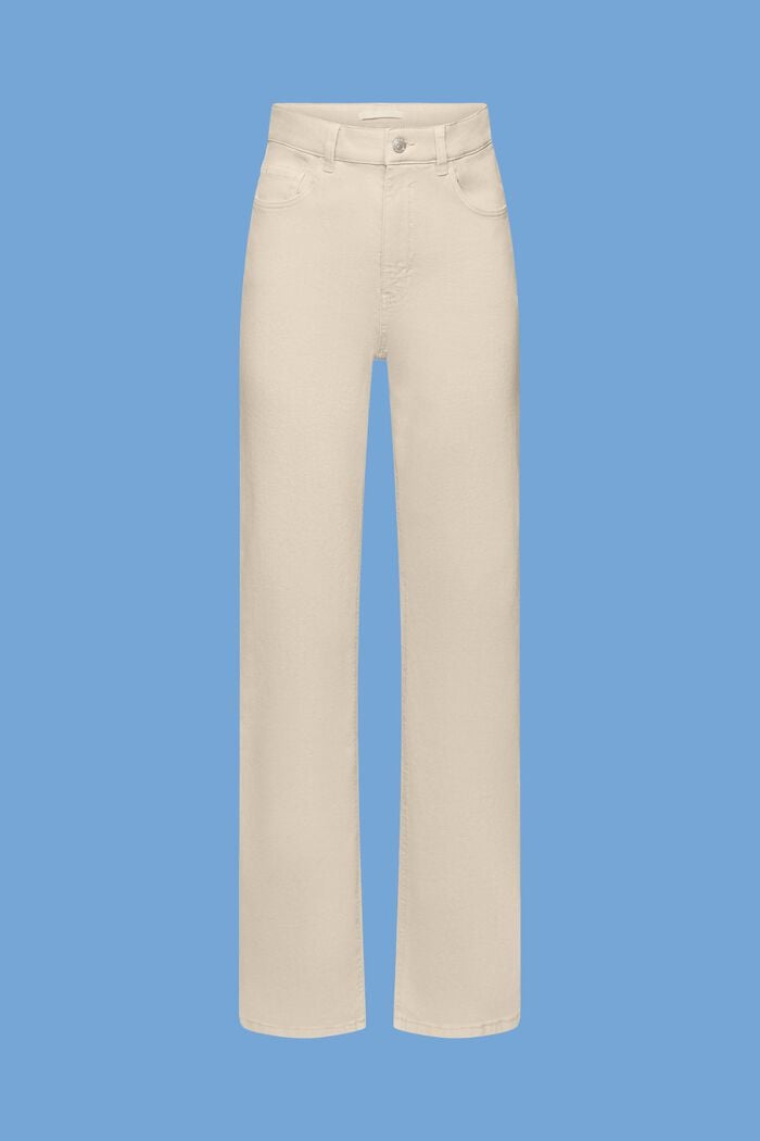 Kalhoty s rovnými nohavicemi a vysokým pasem, LIGHT TAUPE, detail image number 5