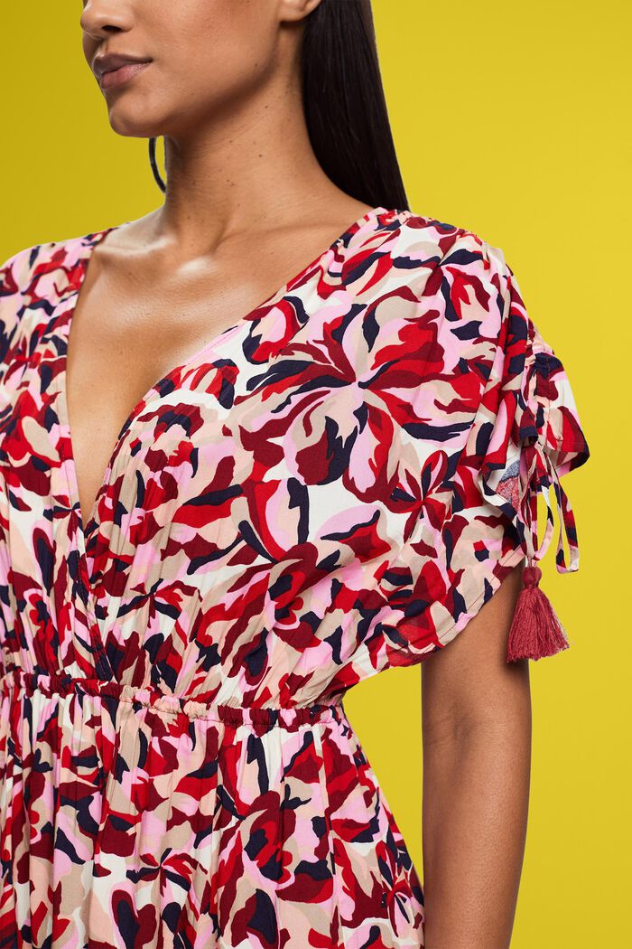 Maxi plážové šaty s květovaným vzorem, DARK RED, detail image number 2
