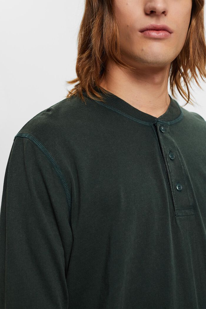 Tričko s dlouhým rukávem a knoflíky, DARK TEAL GREEN, detail image number 2