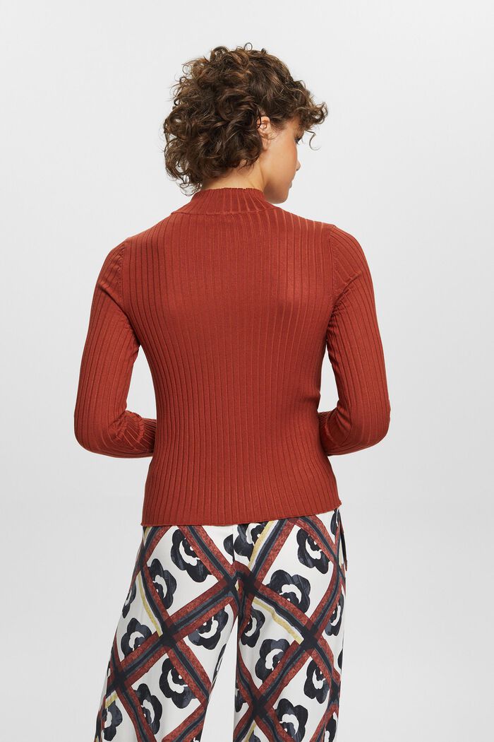 Pruhovaný pulovr z žebrové pleteniny, RUST BROWN, detail image number 4