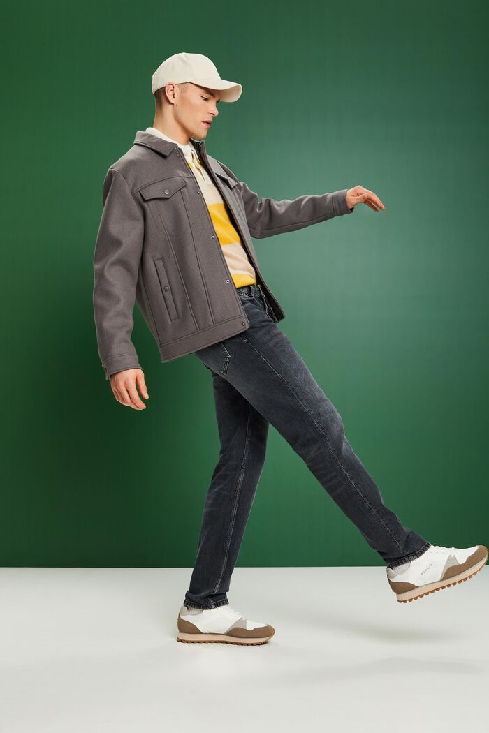 Retro džíny s rovnými nohavicemi a středně vysokým pasem, BLACK MEDIUM WASHED, detail image number 1