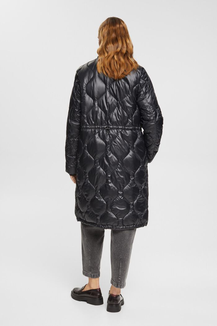 Prošívaný kabát se stojáčkem z žebrové pleteniny, BLACK, detail image number 3