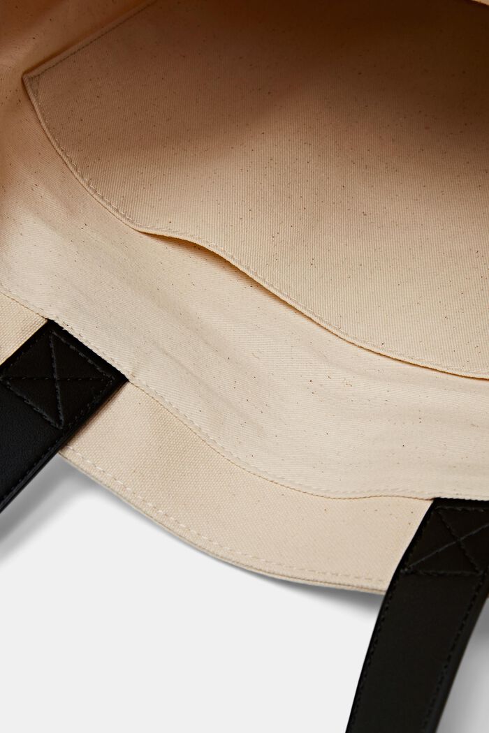 Veganská kožená taška z bavlny a plátna, BLACK, detail image number 3