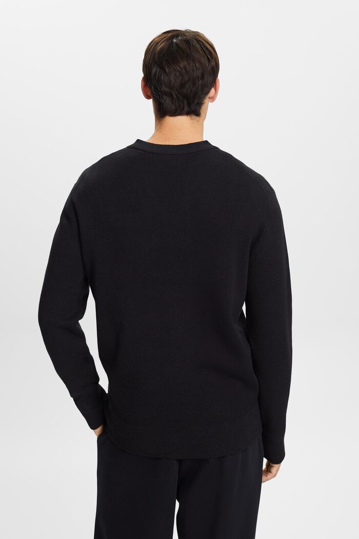 Basic pulovr se špičatým výstřihem, směs s vlnou, BLACK, detail image number 4