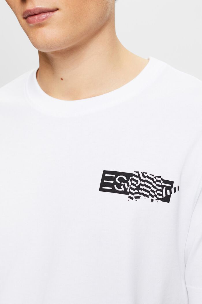 Tričko z bavlněného žerzeje, s grafickým designem, WHITE, detail image number 3