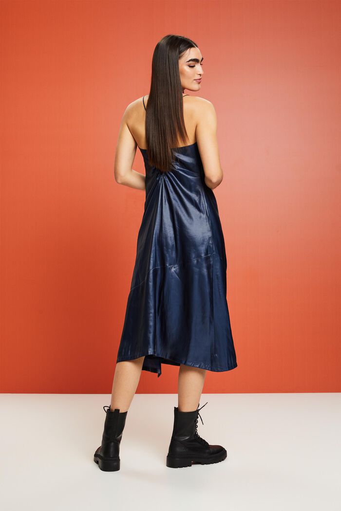 Metalické šaty slip dress s přetočeným detailem na zádech, NAVY, detail image number 2