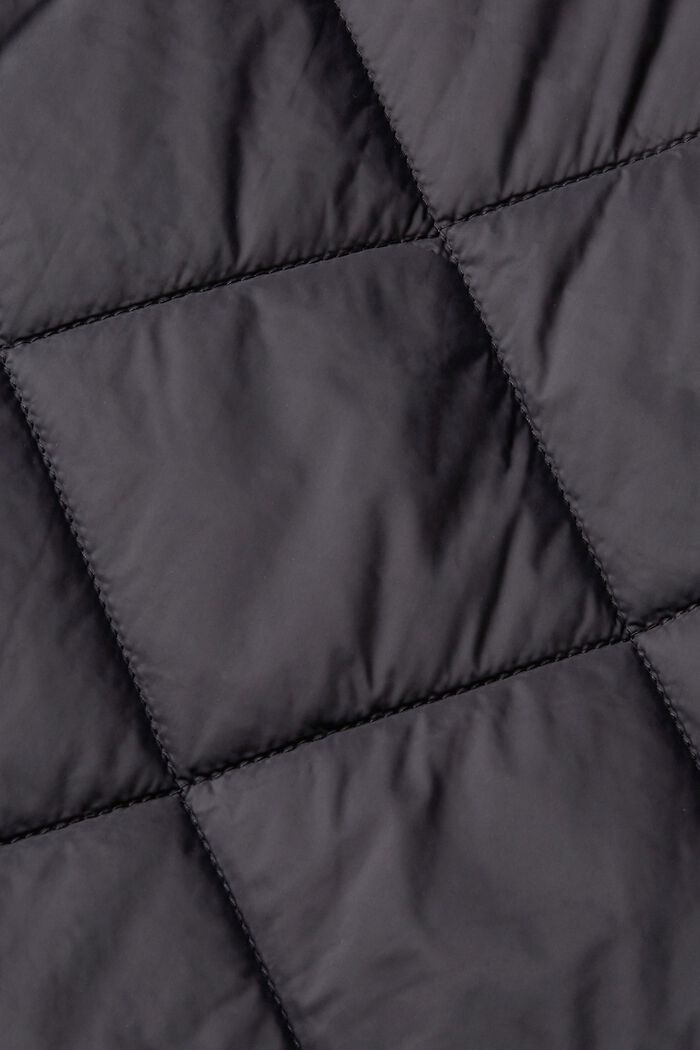 Prošívaný kabát s odnímatelnou kapucí z teplákoviny, BLACK, detail image number 5