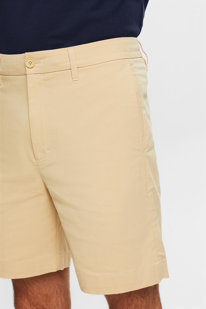 Chino šortky ze strečového kepru, SAND, detail image number 4