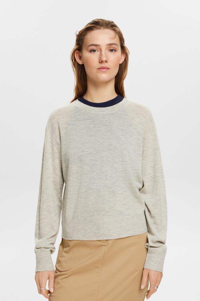 Kašmírový pulovr s kulatým výstřihem, LIGHT GREY, detail image number 0