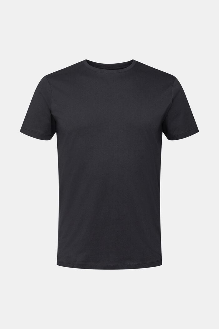 Žerzejové tričko, 100 % bavlna, BLACK, overview