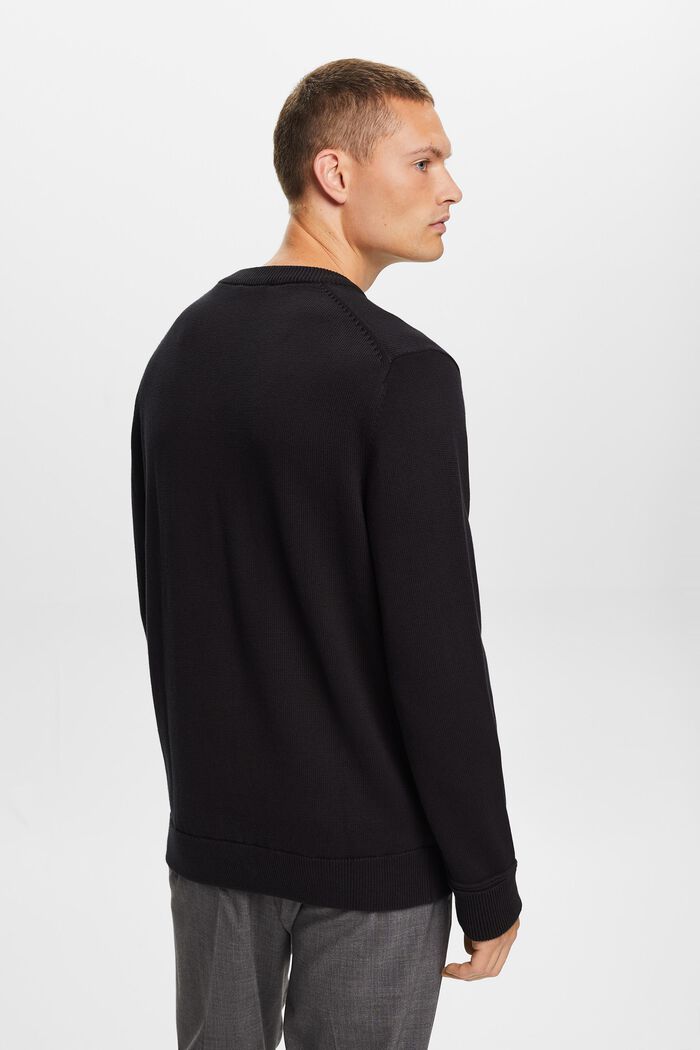 Bavlněný pulovr s kulatým výstřihem, BLACK, detail image number 3
