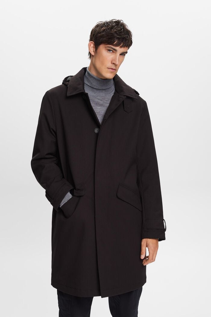 Z recyklovaného materiálu: zateplený kabát s odepínací kapucí, BLACK, detail image number 0