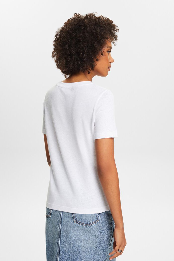 Tričko ze směsi bavlny a lnu, WHITE, detail image number 2