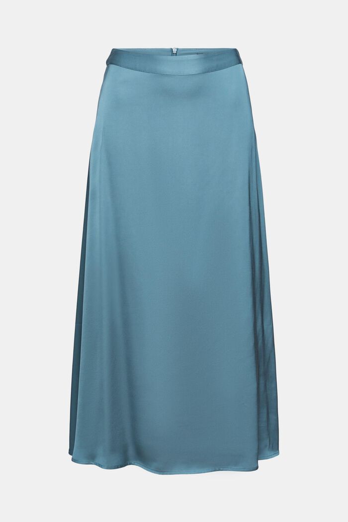 Midi sukně se vzhledem saténu, LENZING™ ECOVERO™, PETROL BLUE, overview