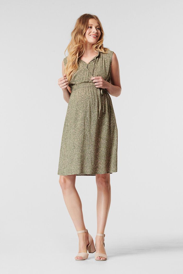 Vzorované šaty s úpravou pro kojení, LENZING™ ECOVERO™, REAL OLIVE, detail image number 0