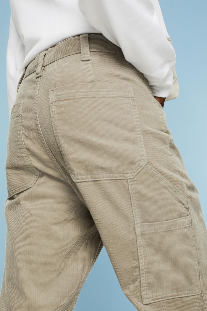 Rovné manšestrové kalhoty v carpenter stylu, PASTEL GREY, detail image number 3