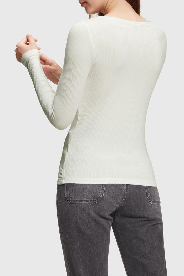 Tričko s dlouhým rukávem a prostřihem, LENZING™ ECOVERO™, OFF WHITE, detail image number 1