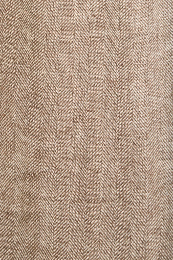Kalhoty se vzorem rybí kosti, směs bavlny a lnu, DARK BROWN, detail image number 6