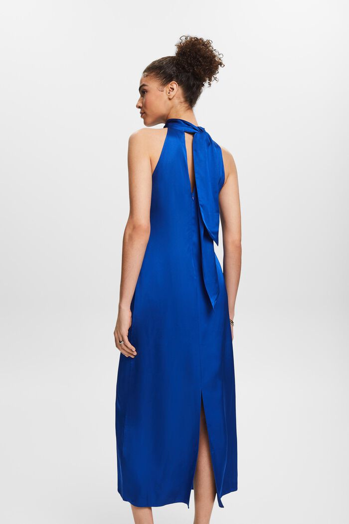 Saténové maxi šaty se zavazováním za krkem, BRIGHT BLUE, detail image number 2