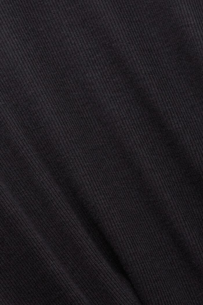 Žebrové tričko se špičatým výstřihem, BLACK, detail image number 4