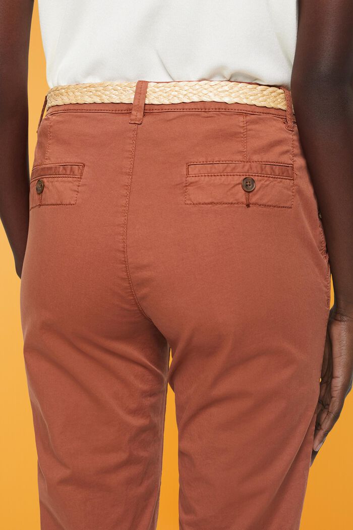 Lehké strečové kalhoty chino s opaskem, RUST BROWN, detail image number 4