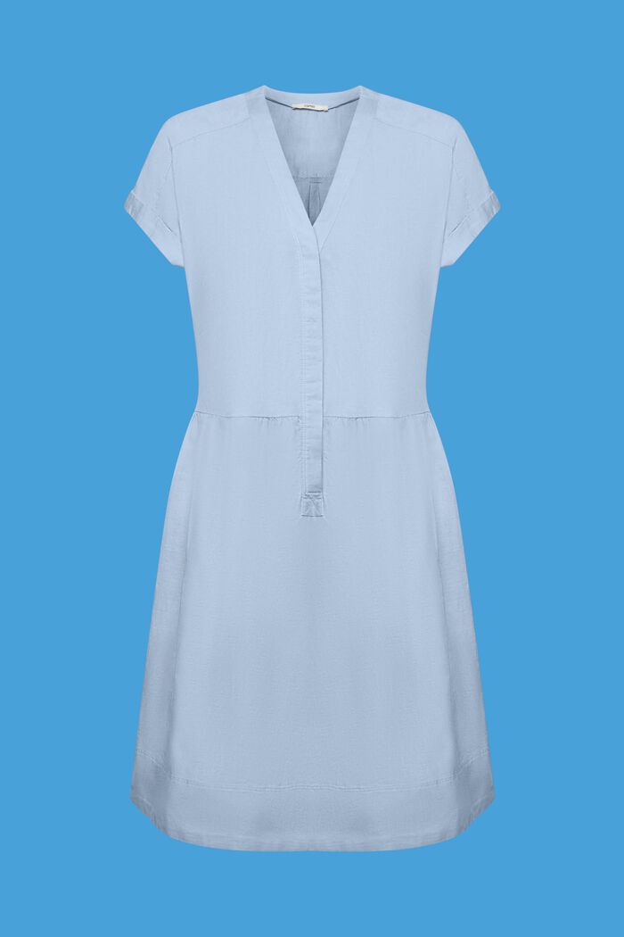 Košilové šaty z bavlny a lnu, LIGHT BLUE LAVENDER, detail image number 6
