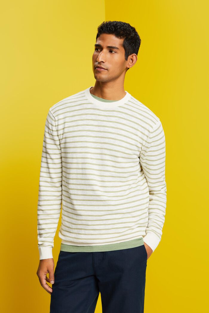 Pruhovaný pulovr ze směsi bavlny a lnu, NEW ICE, detail image number 0