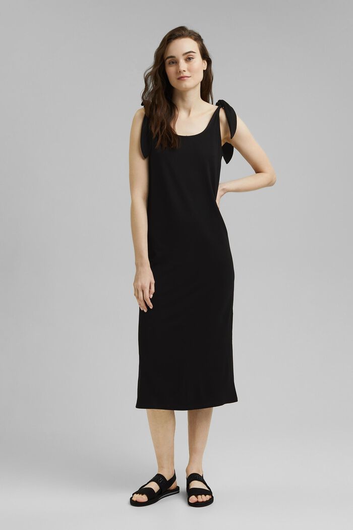 Žerzejové šaty s uzly, LENZING™ ECOVERO™, BLACK, detail image number 1