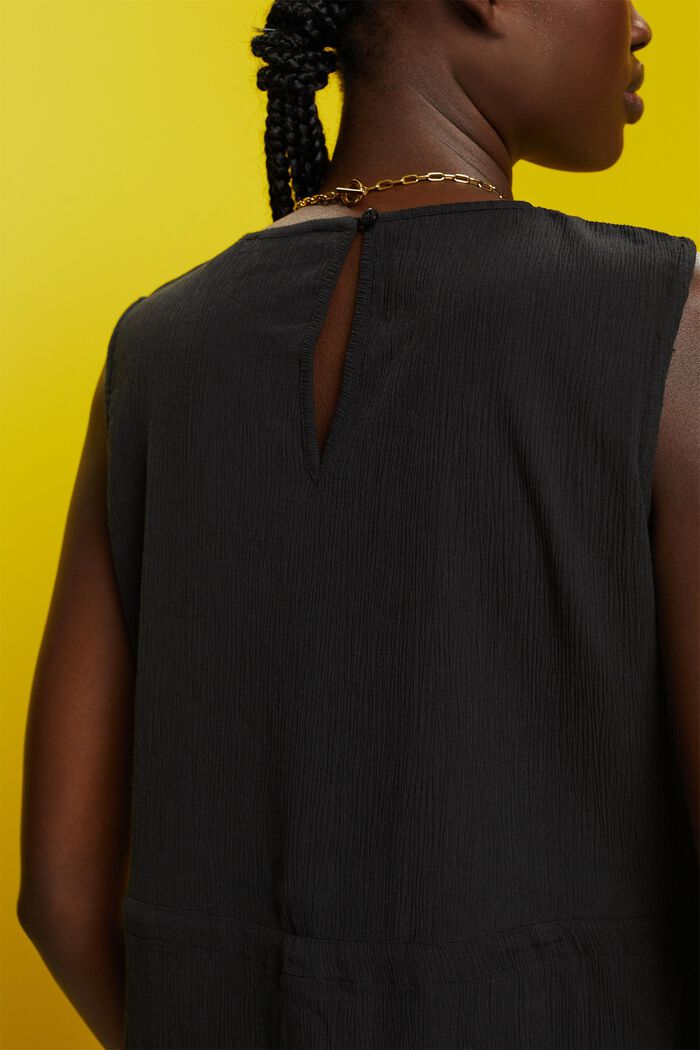 Maxi šaty z pomačkaného materiálu, BLACK, detail image number 4