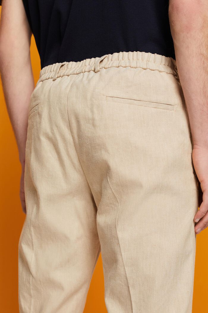 Úzké kalhoty Slim Fit ze směsi bavlny a lnu, KHAKI BEIGE, detail image number 2