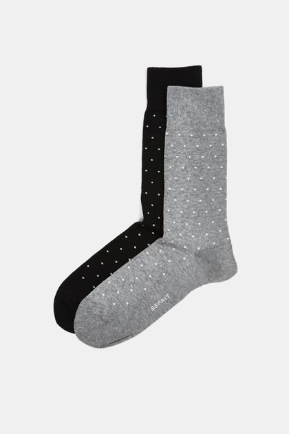 2 páry ponožek s tečkovaným vzorem, bio bavlna, BLACK/GREY, overview