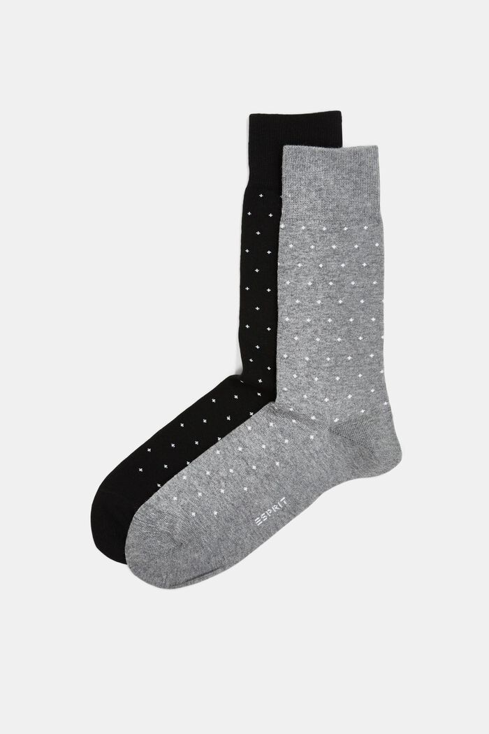 2 páry ponožek s tečkovaným vzorem, bio bavlna, BLACK/GREY, detail image number 0
