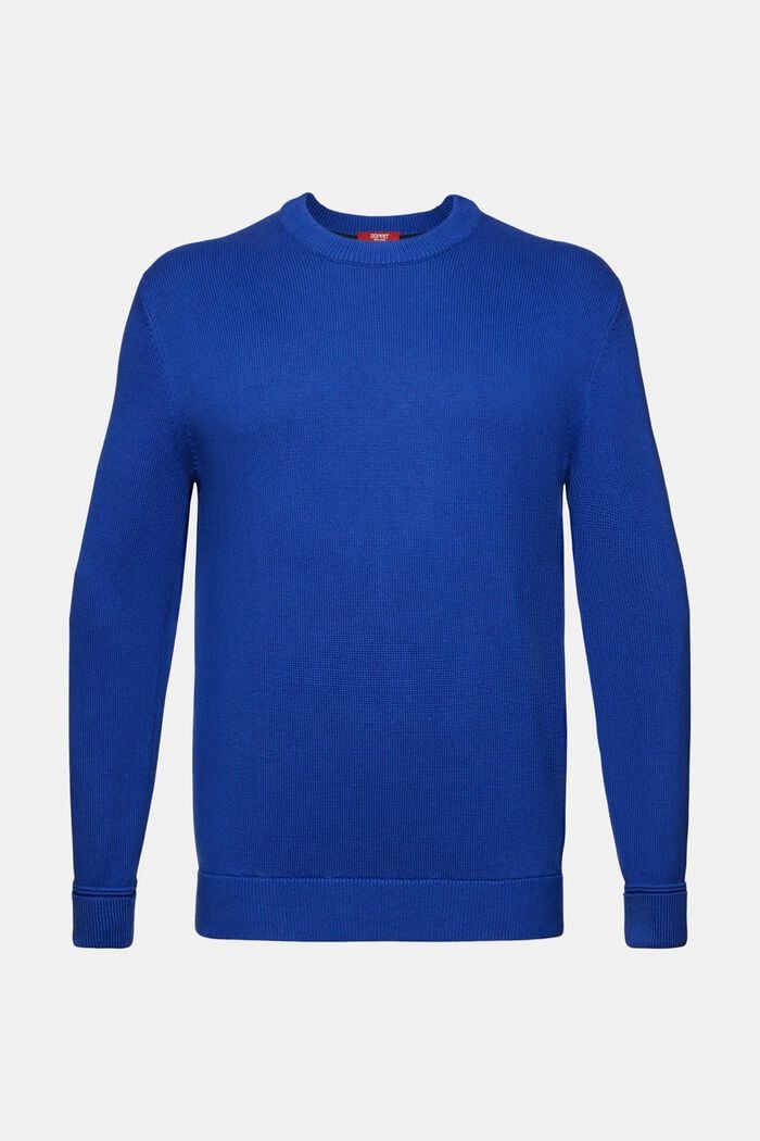 Bavlněný pulovr s kulatým výstřihem, BRIGHT BLUE, detail image number 6
