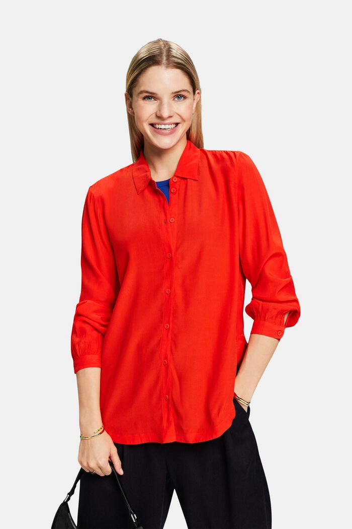 Krepová košilová halenka, RED, detail image number 0