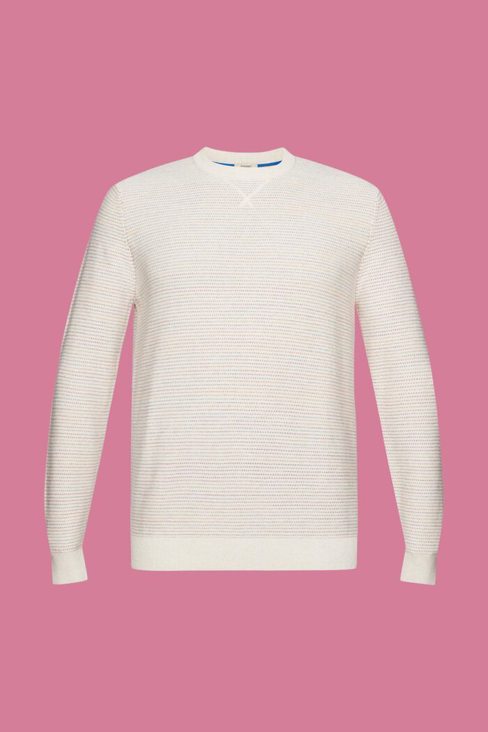 Barevný pruhovaný pulovr z bio bavlny, OFF WHITE, detail image number 6