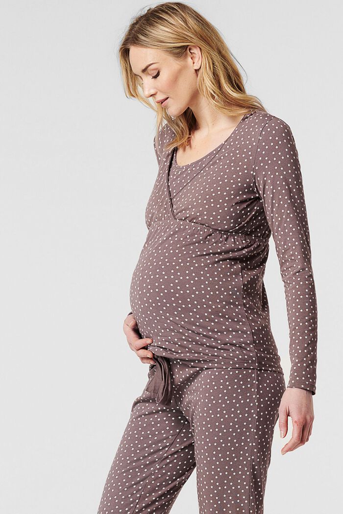 Žerzejové pyžamové triko na kojení, bio bavlna, TAUPE, detail image number 4