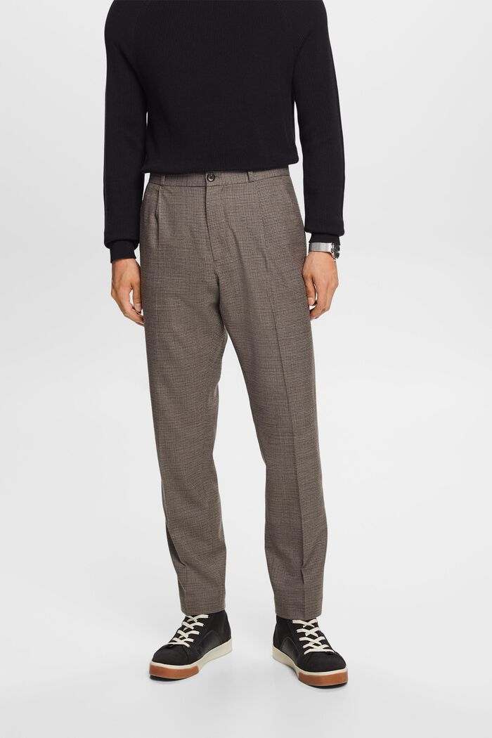 Vlněné kalhoty se vzorem kohoutí stopy, BROWN GREY, detail image number 0