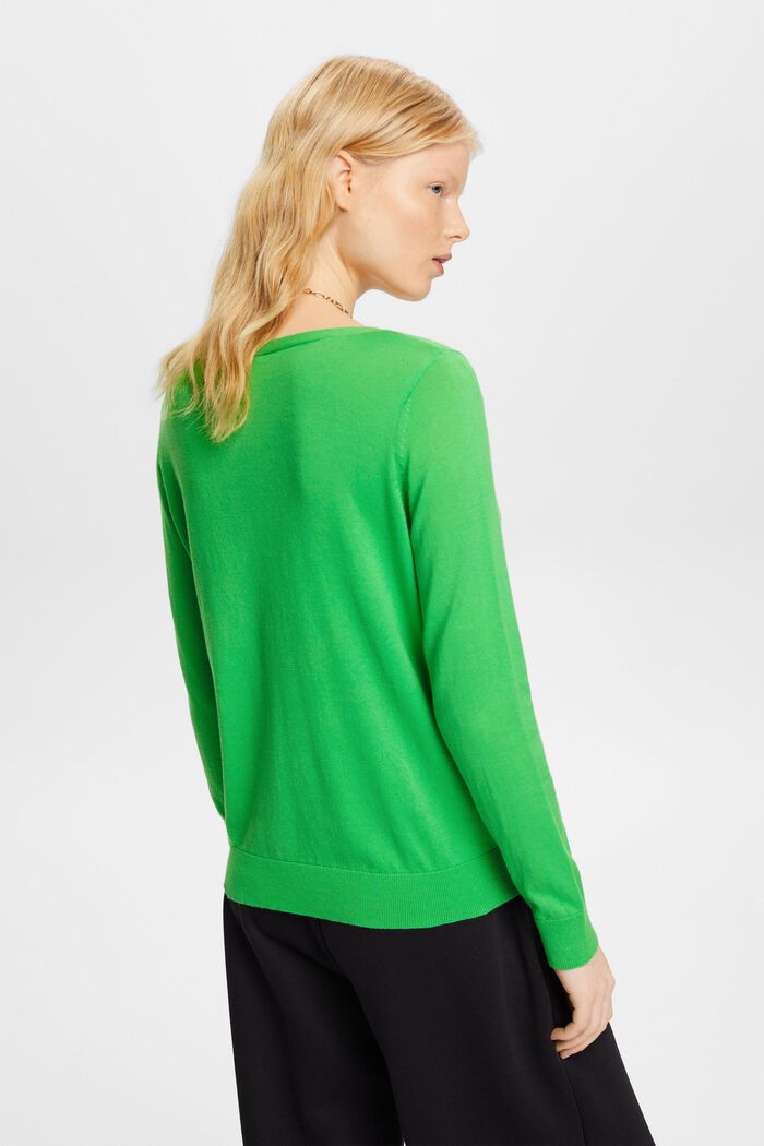 Bavlněný pulovr se špičatým výstřihem, GREEN, detail image number 3