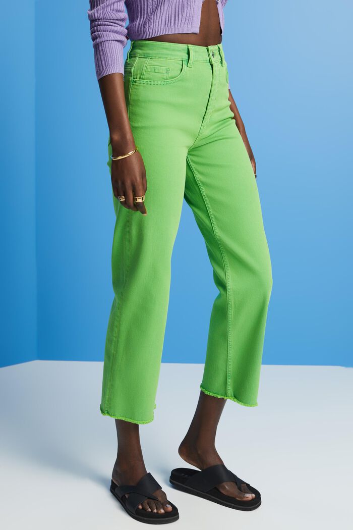 Kalhoty s rovnými nohavicemi a vysokým pasem, GREEN, detail image number 0