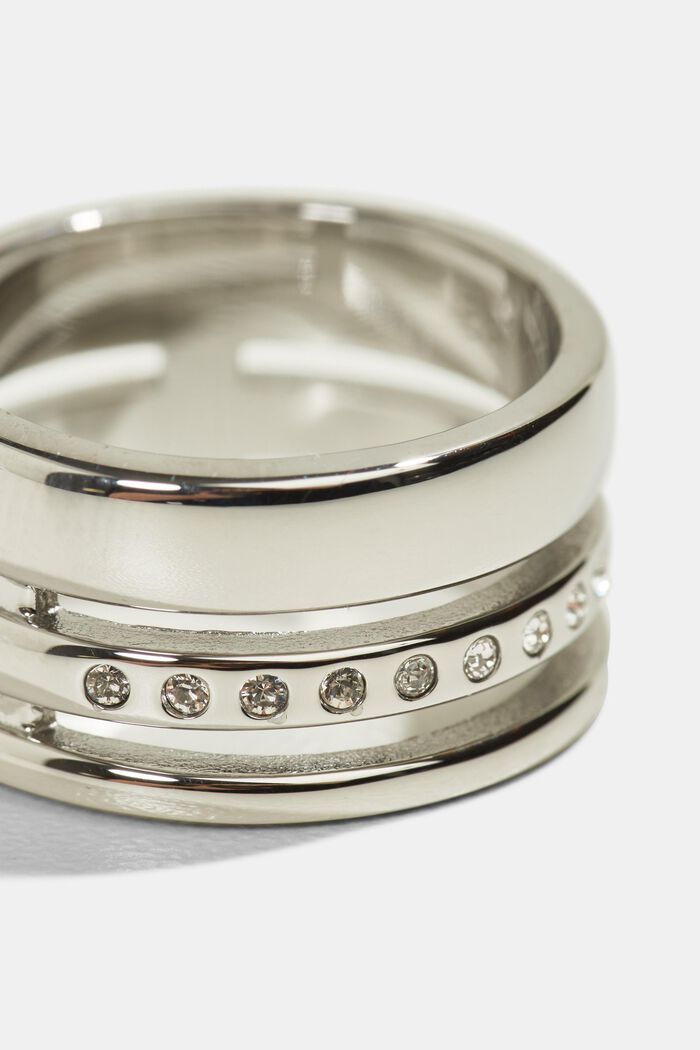 Originální prsten se zirkony, nerezová ocel