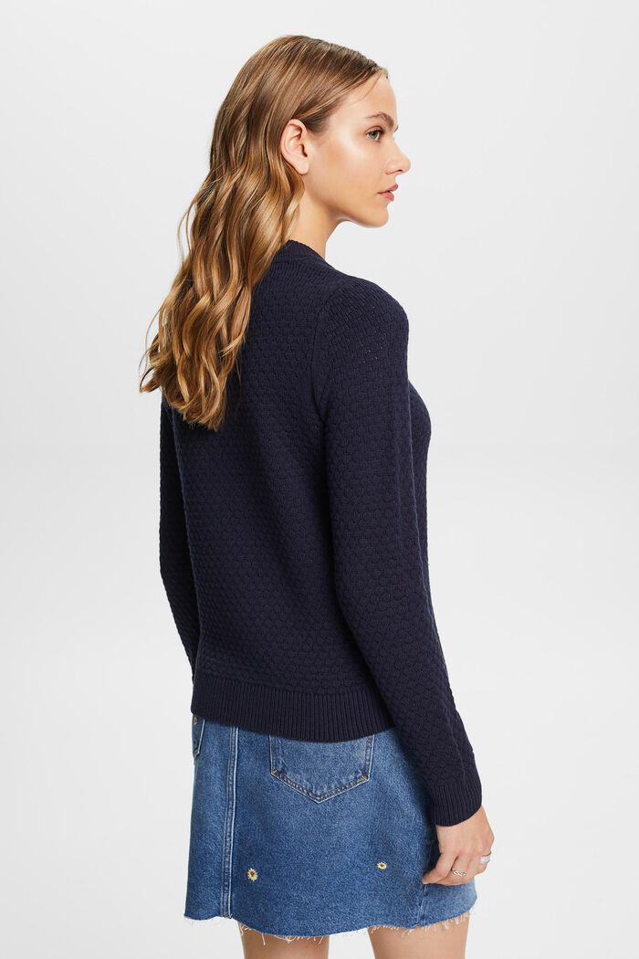Texturovaný pletený pulovr, směs s bavlnou, NAVY, detail image number 3