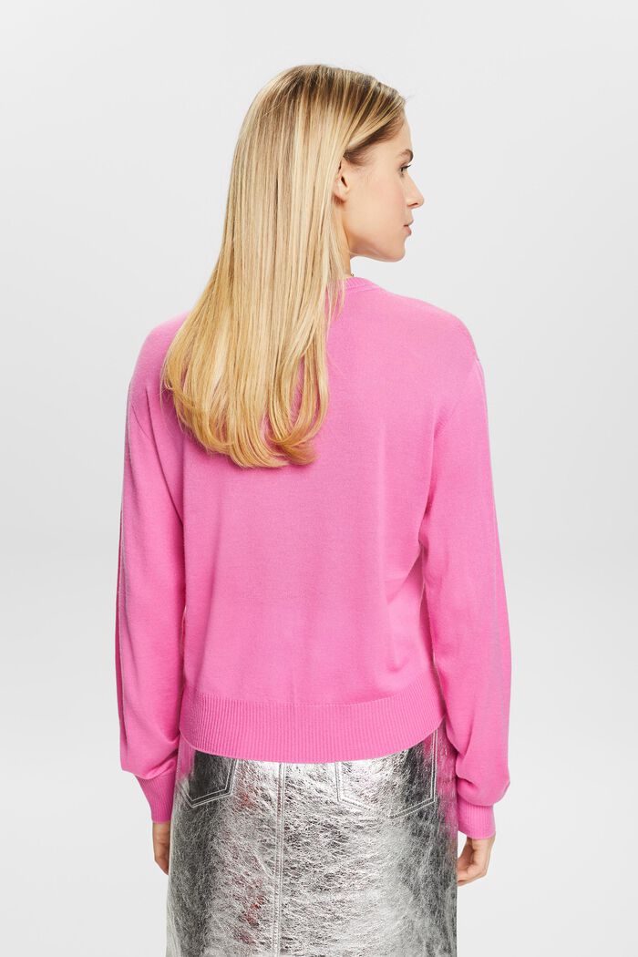 Kašmírový pulovr s kulatým výstřihem, PINK FUCHSIA, detail image number 2