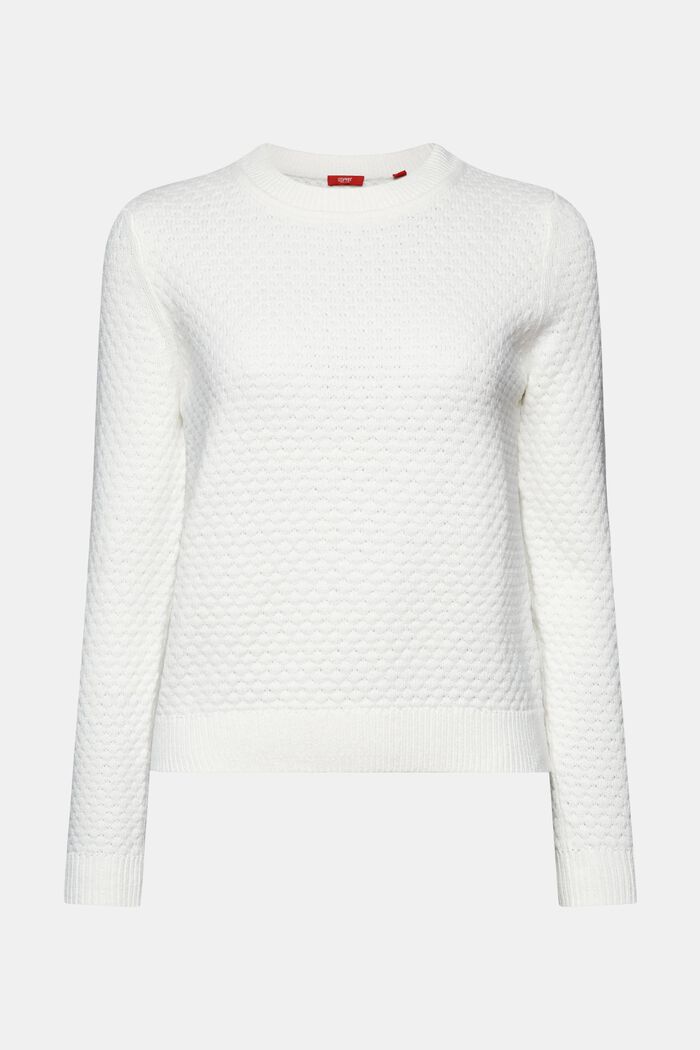 Texturovaný pletený pulovr, směs s bavlnou, OFF WHITE, detail image number 6