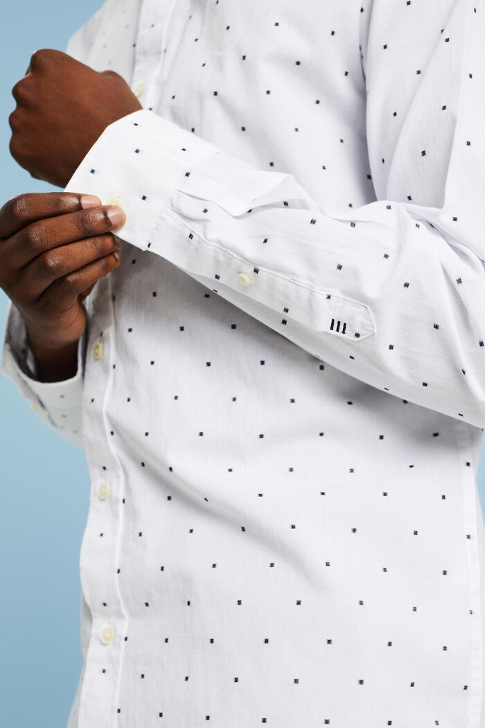 Bavlněná vyšívaná košile, střih Slim Fit, WHITE, detail image number 3
