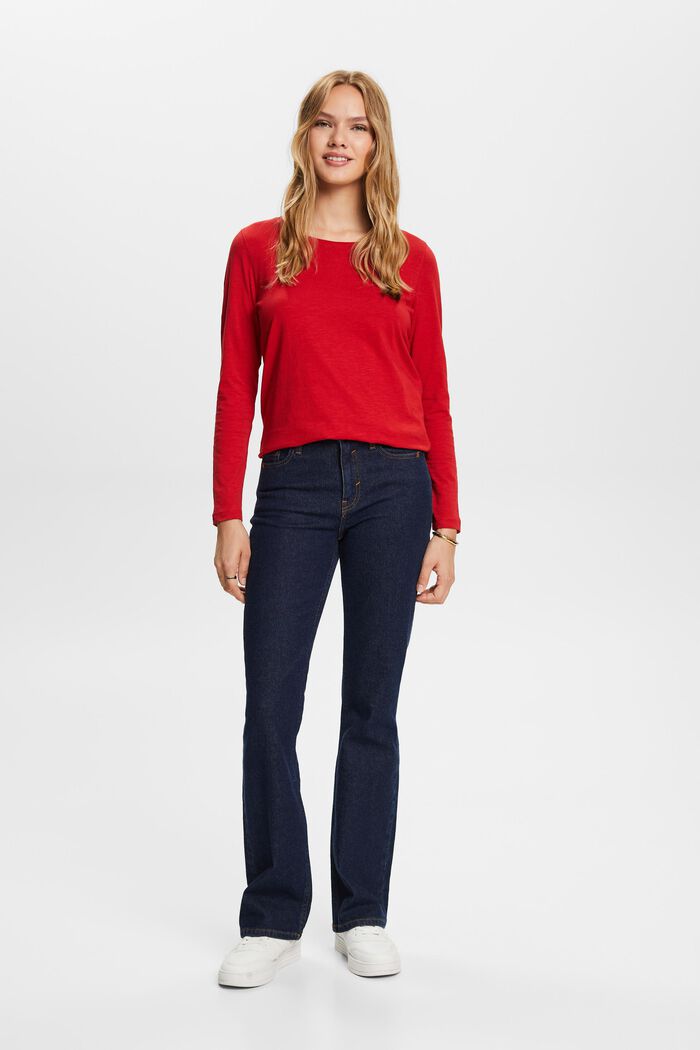 Žerzejové tričko s dlouhým rukávem, 100% bavlna, DARK RED, detail image number 4