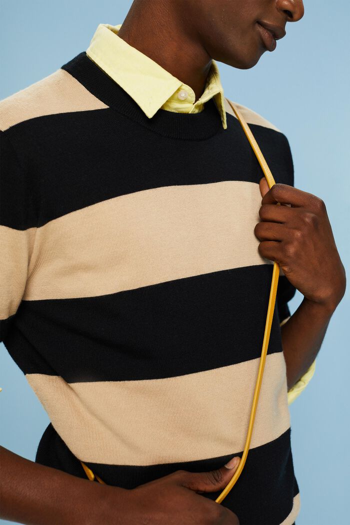 Vlněný bezešvý pulovr s proužky, BEIGE, detail image number 3