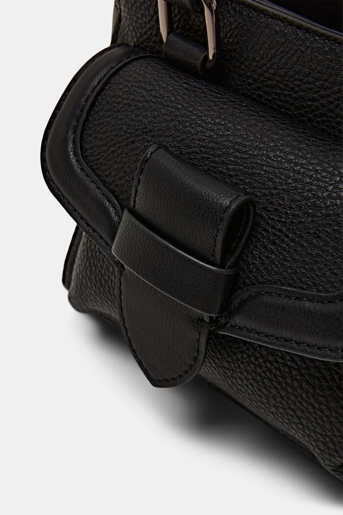 Středně velká kabelka se vzhledem kůže, BLACK, detail image number 1