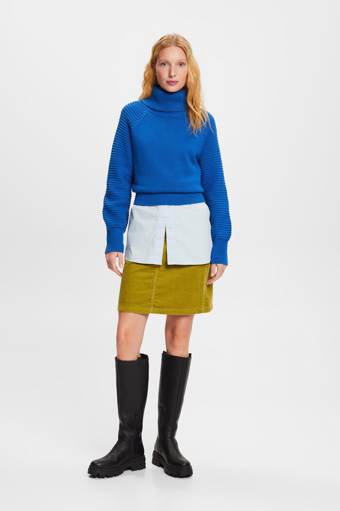 Bavlněný pulovr s nízkým rolákovým límcem, BRIGHT BLUE, detail image number 0
