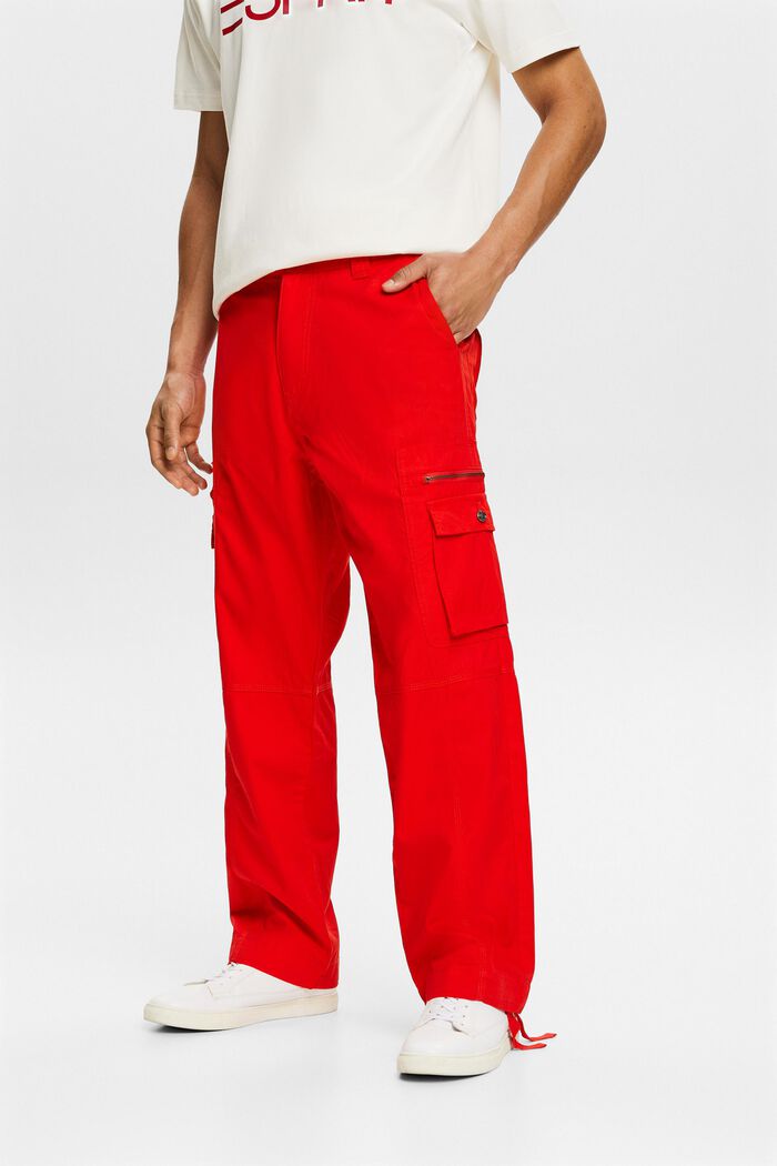 Keprové cargo kalhoty s rovnými nohavicemi, RED, detail image number 0