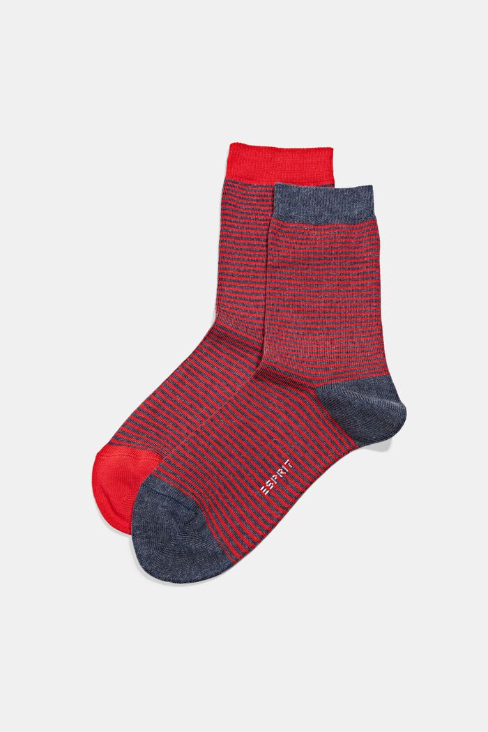 Pruhované ponožky z bio bavlny, balení 2 ks, RED/NAVY, overview